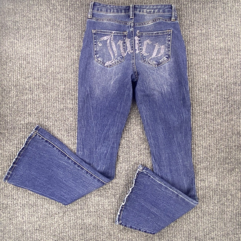 Juicy Couture Flare Jeans Womens 1/25 Blue Rhinestone Logo Lunita‎ Y2K Aesthetic